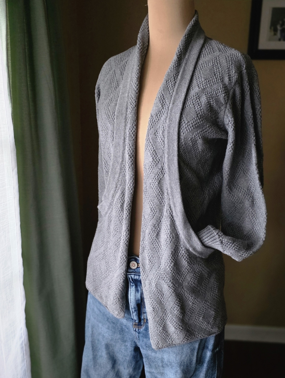 Market & Spruce Gray Knit Cardigan‎ S | Cotton Blend with Oversized Pockets